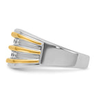 14k Two-tone Mens Polished 2-Row Ring Mounting, Mounting Only - Sophia Jewelers
