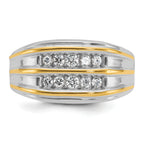 14k Two-tone Mens Polished 2-Row Ring Mounting, Mounting Only - Sophia Jewelers