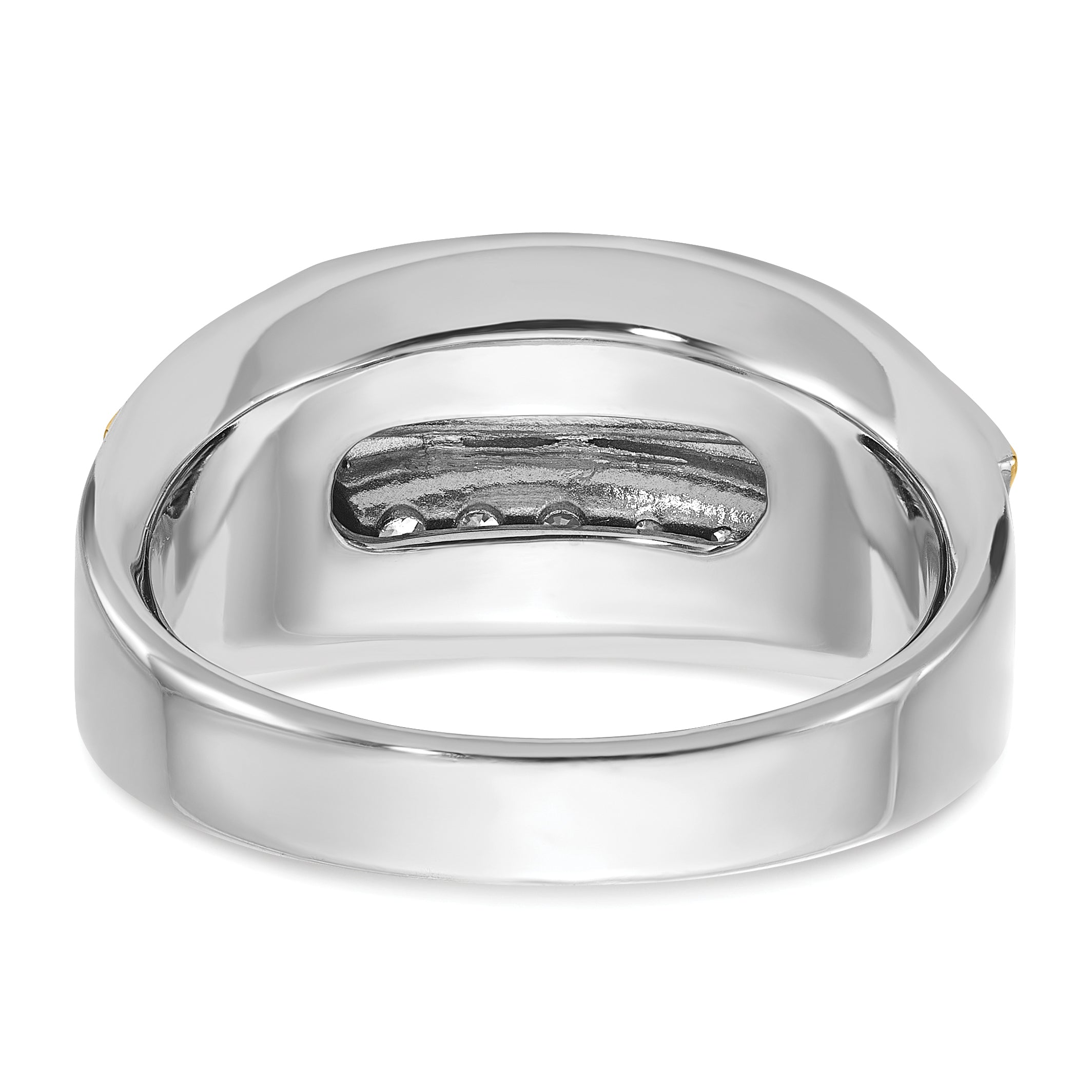 14k Two-tone Men's Polished 2-Row 1/2 Carat AA Quality Diamond Ring - Sophia Jewelers