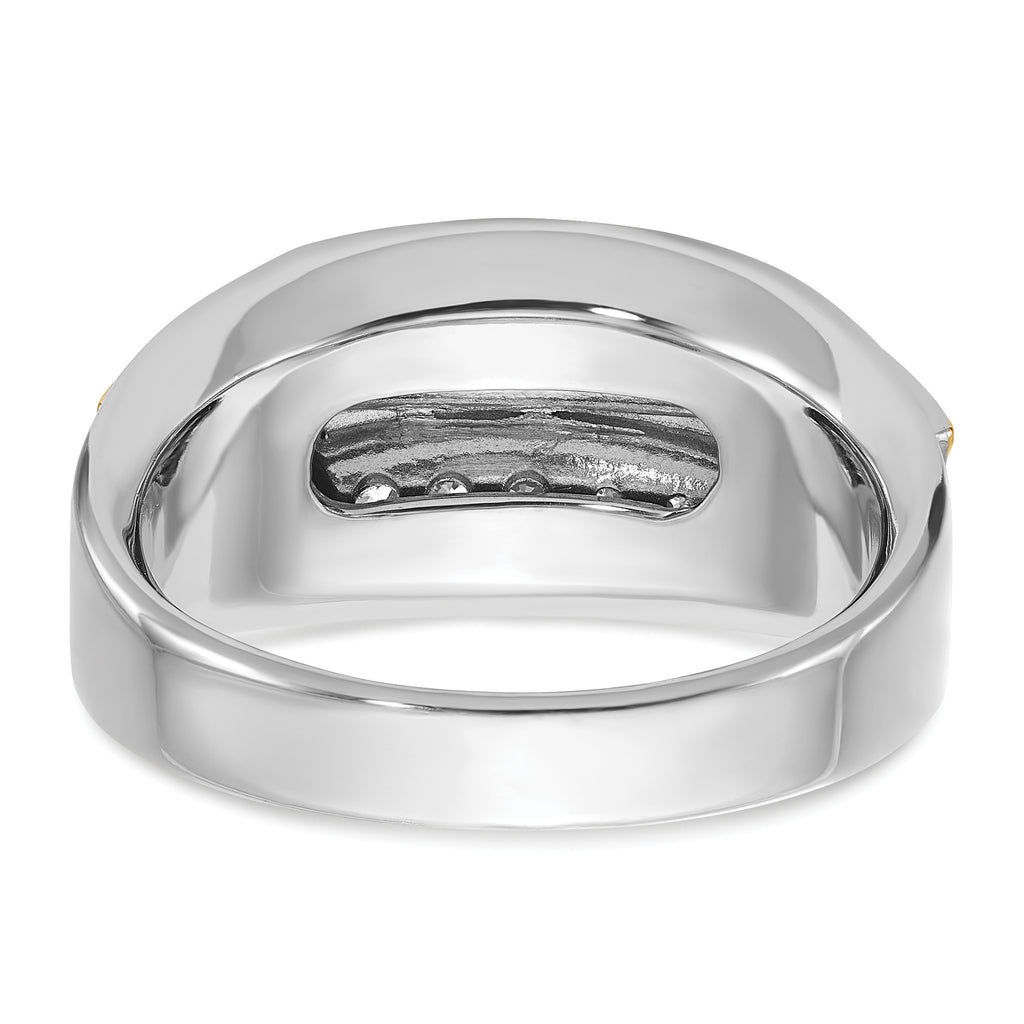 14k Two-tone Mens Polished 2-Row Ring Mounting, Mounting Only - Sophia Jewelers