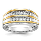 14k Two-tone Men's Polished 2-Row 1/2 Carat AA Quality Diamond Ring - Sophia Jewelers