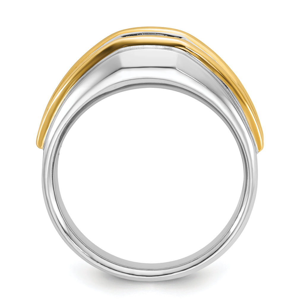 14k Two-tone 1/2 carat Lab Grown Diamond VS/SI+ G+ Complete Polished Men's Ring