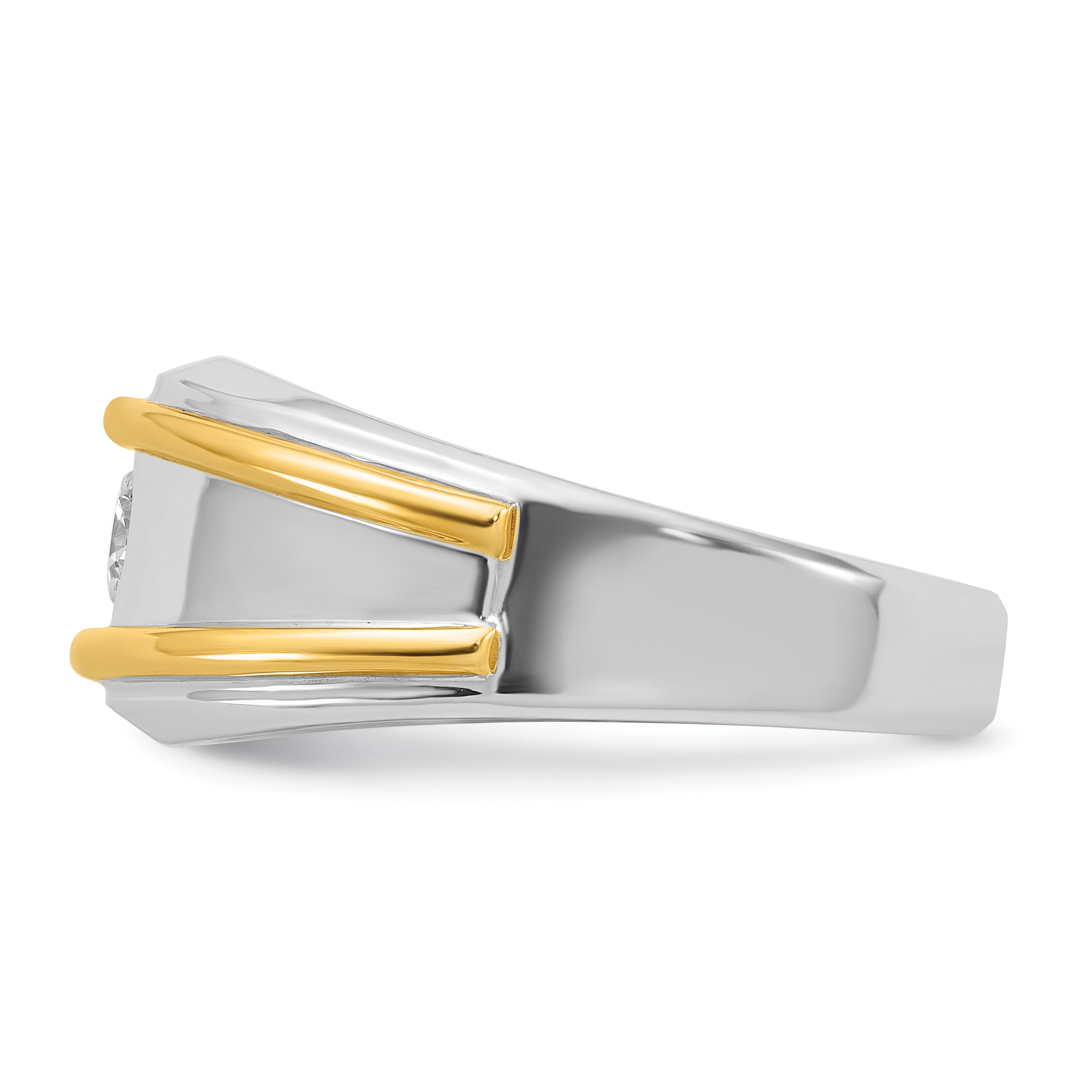 14k Two-tone 1/2 carat Lab Grown Diamond VS/SI+ G+ Complete Polished Men's Ring