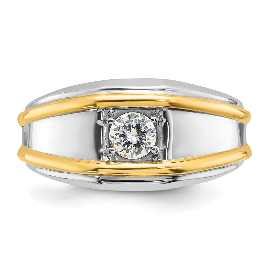 14k Two-tone 1/2 carat Lab Grown Diamond VS/SI+ G+ Complete Polished Men's Ring