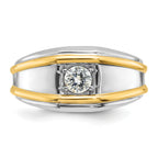 14k Two-tone 1/2 carat Lab Grown Diamond VS/SI+ G+ Complete Polished Men's Ring