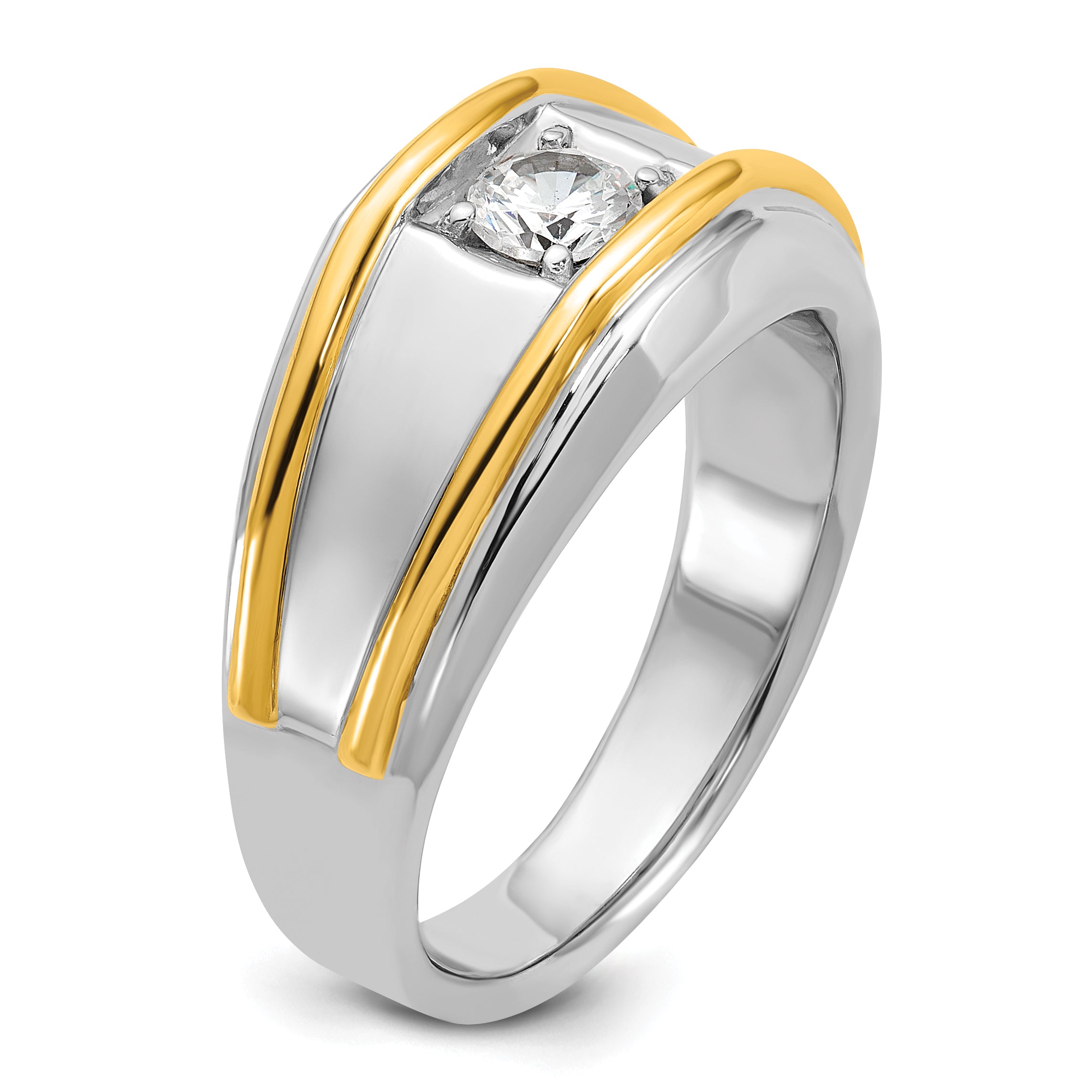 14k Two-tone 1/2 carat Lab Grown Diamond VS/SI+ G+ Complete Polished Men's Ring
