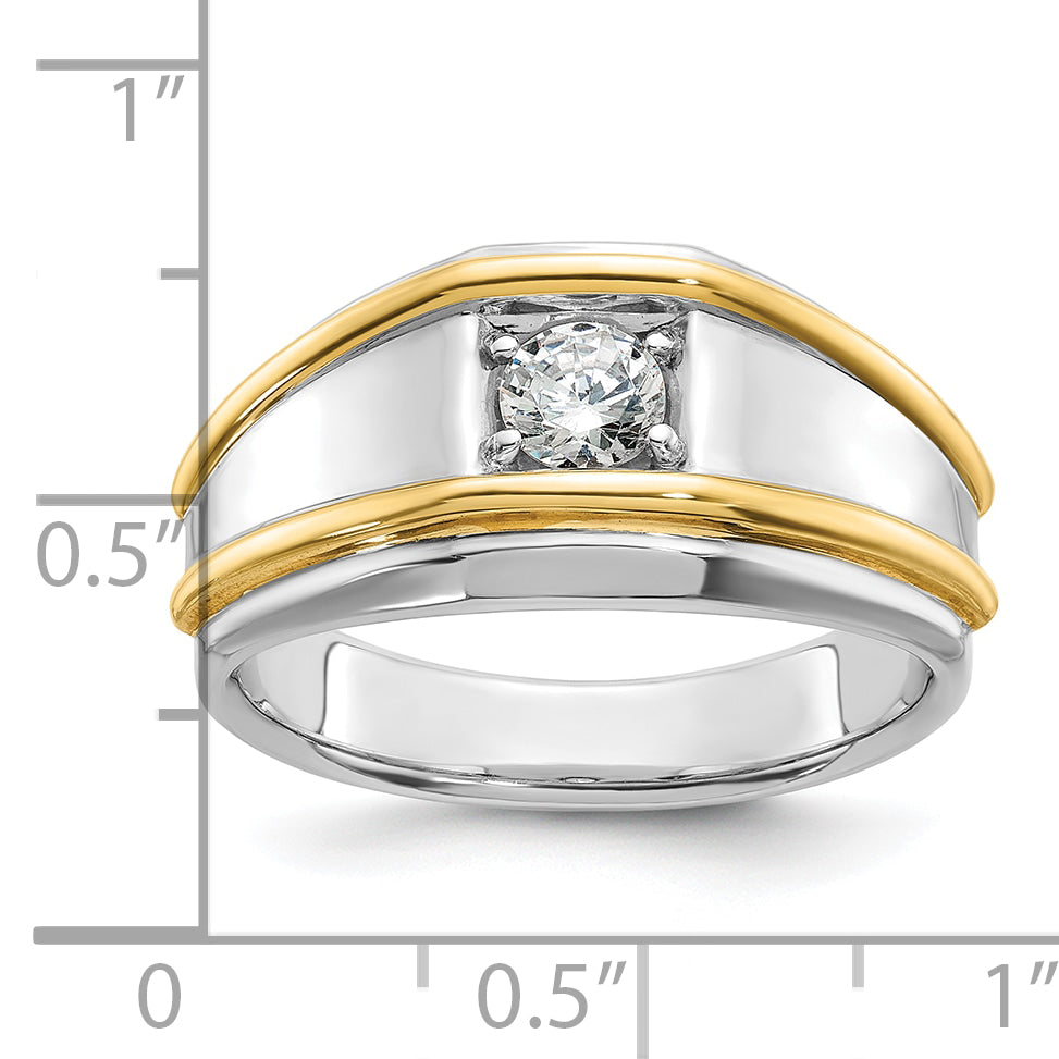 14k Two-tone 1/2 carat Lab Grown Diamond VS/SI+ G+ Complete Polished Men's Ring