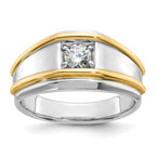 14k Two-tone 1/2 carat Lab Grown Diamond VS/SI+ G+ Complete Polished Men's Ring