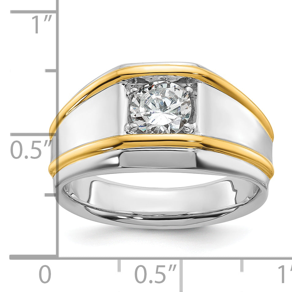 14k Two-tone 1 carat Lab Grown Diamond VS/SI+ G+ Complete Polished Men's Solitaire Ring Secondary image