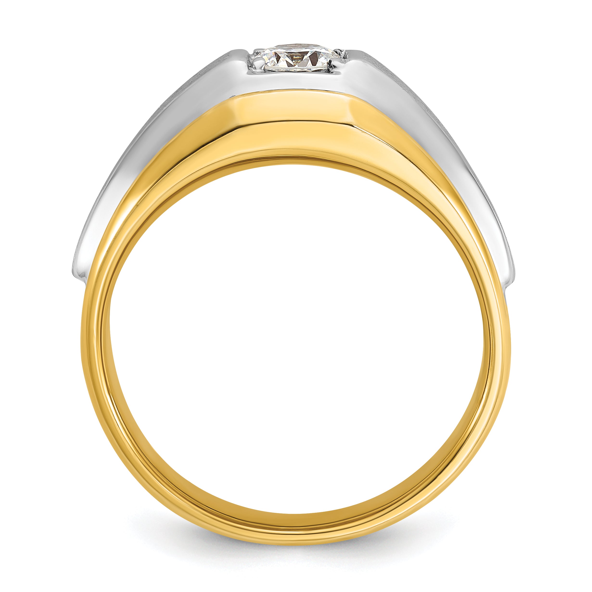 14k Two-tone Men's Polished and Satin Complete Lab Grown VS/SI FG - Sophia Jewelers