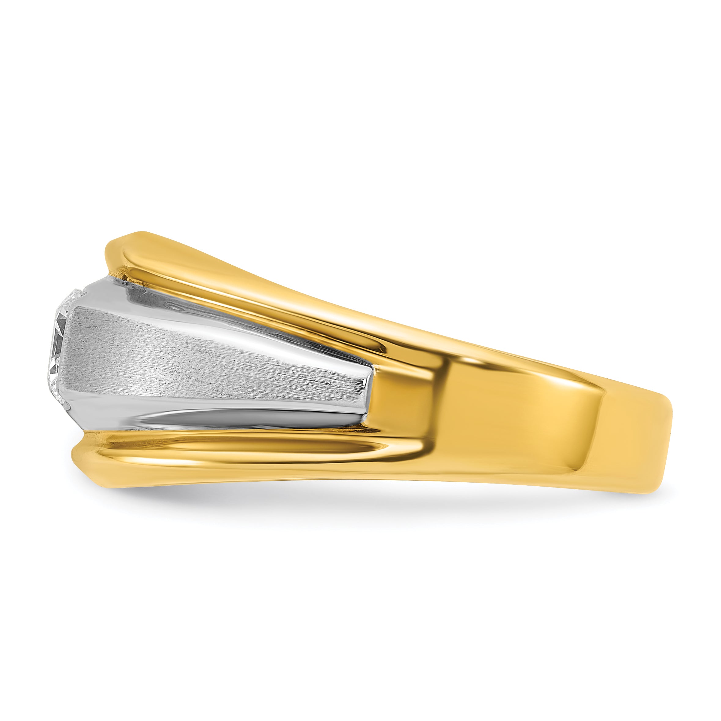 14k Two-tone Men's Polished and Satin Complete Lab Grown VS/SI FG - Sophia Jewelers