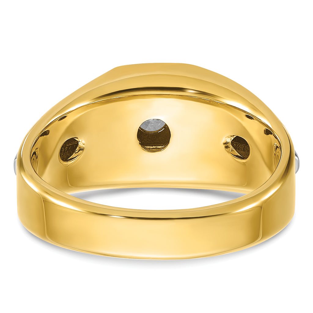 14k Two-tone Mens Polished and Satin 3/8 carat Diamond Complete Ring - Sophia Jewelers
