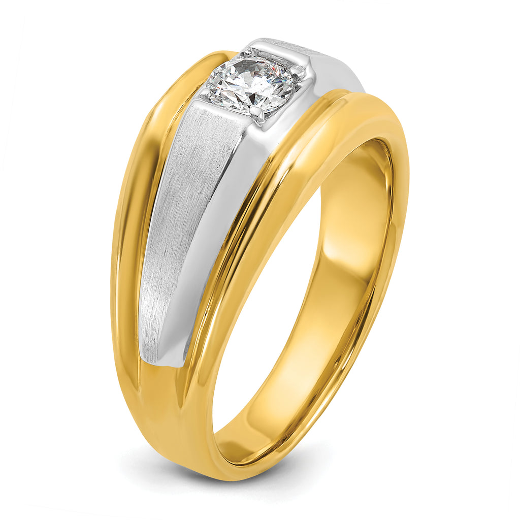 14k Two-tone Mens Polished and Satin Diamond Ring Mounting, Mounting Only - Sophia Jewelers