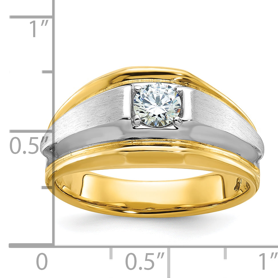 14k Two-tone Mens Polished and Satin Diamond Ring Mounting, Mounting Only - Sophia Jewelers