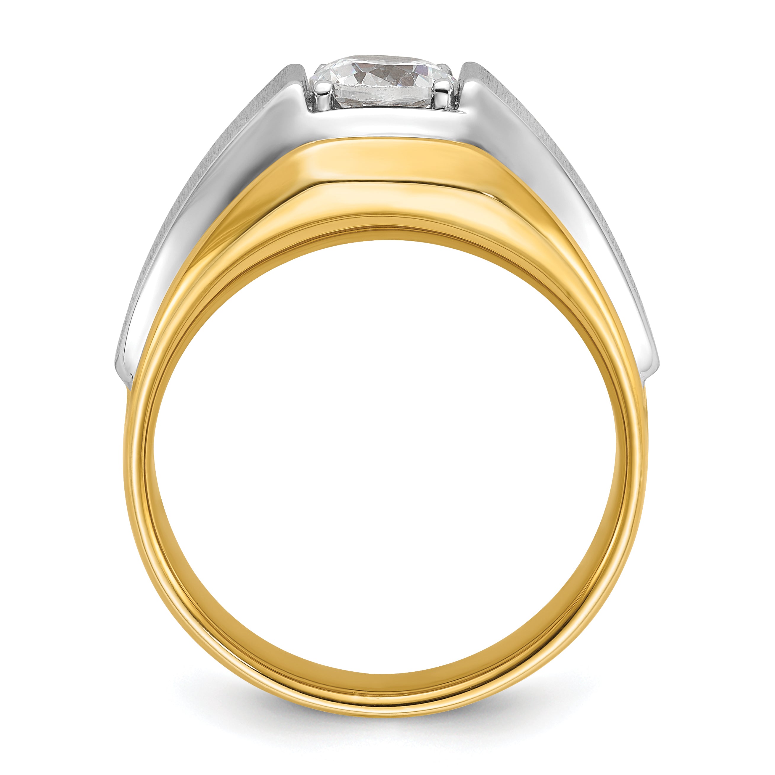 14k Two-tone 1 carat Lab Grown Diamond VS/SI+ G+ Complete Polished and Brushed Men's Band