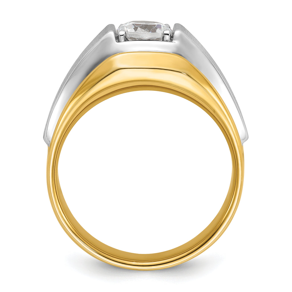 14k Two-tone 1 carat Lab Grown Diamond VS/SI+ G+ Complete Polished and Brushed Men's Band