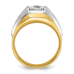 14k Two-tone 1 carat Lab Grown Diamond VS/SI+ G+ Complete Polished and Brushed Men's Band
