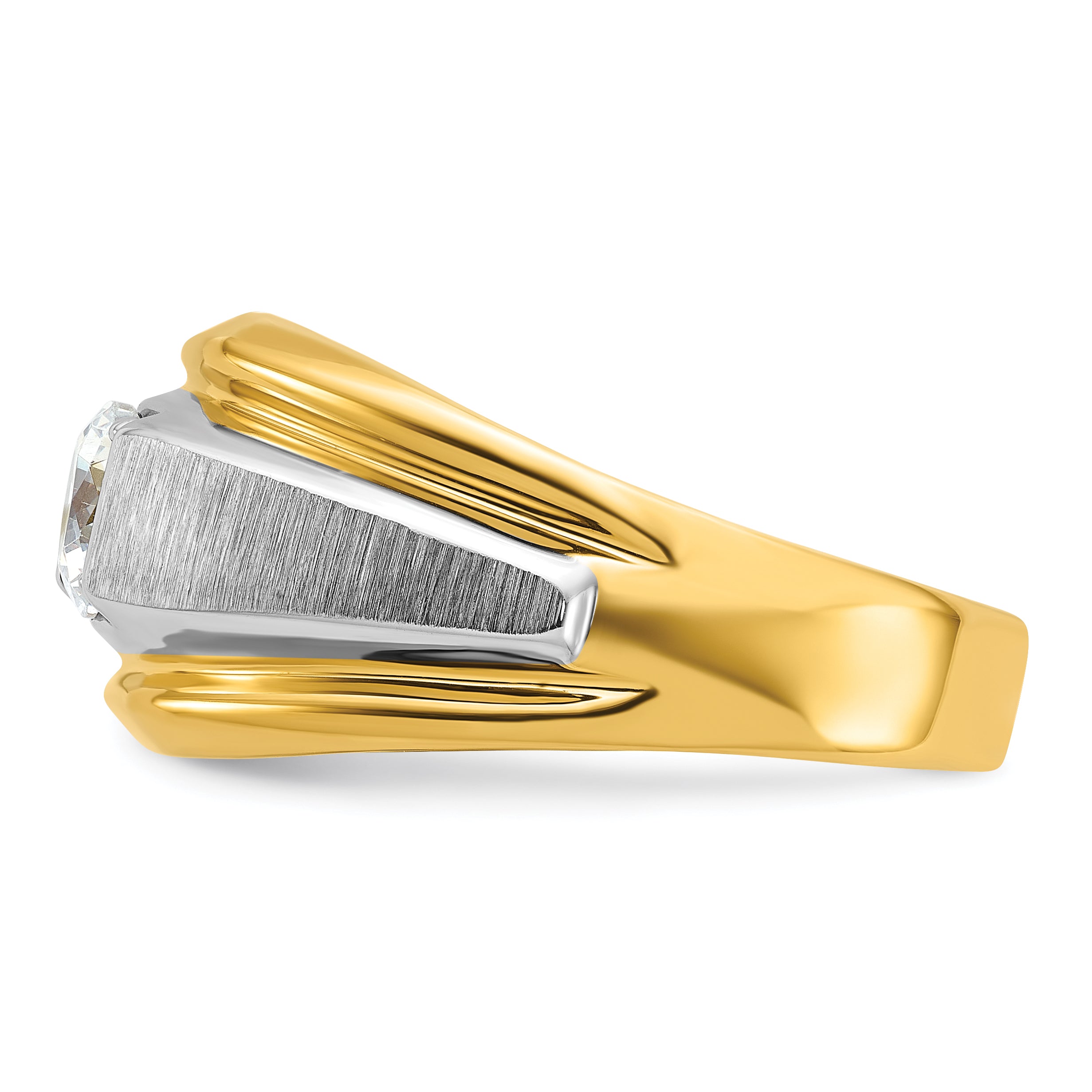 14k Two-tone 1 carat Lab Grown Diamond VS/SI+ G+ Complete Polished and Brushed Men's Band
