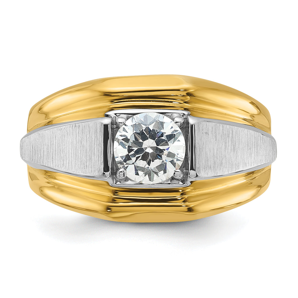14k Two-tone 1 carat Lab Grown Diamond VS/SI+ G+ Complete Polished and Brushed Men's Band