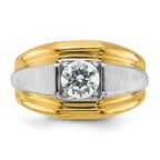 14k Two-tone 1 carat Lab Grown Diamond VS/SI+ G+ Complete Polished and Brushed Men's Band