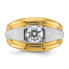 14k Two-tone 1 carat Lab Grown Diamond VS/SI+ G+ Complete Polished and Brushed Men's Band