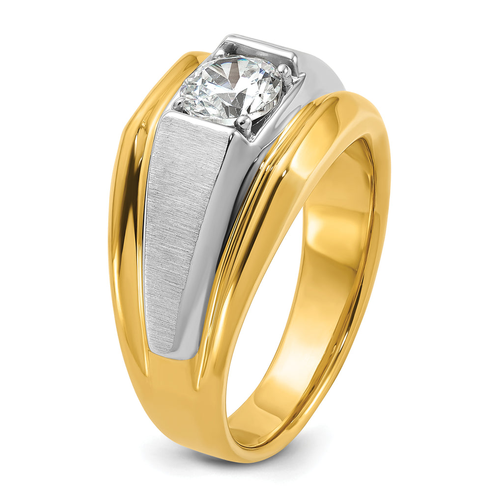 14k Two-tone 1 carat Lab Grown Diamond VS/SI+ G+ Complete Polished and Brushed Men's Band