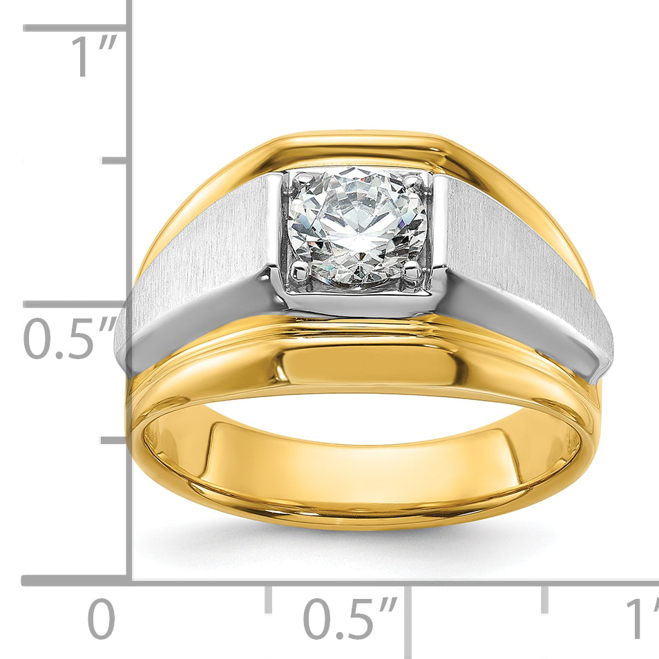 14k Two-tone 1 carat Lab Grown Diamond VS/SI+ G+ Complete Polished and Brushed Men's Band