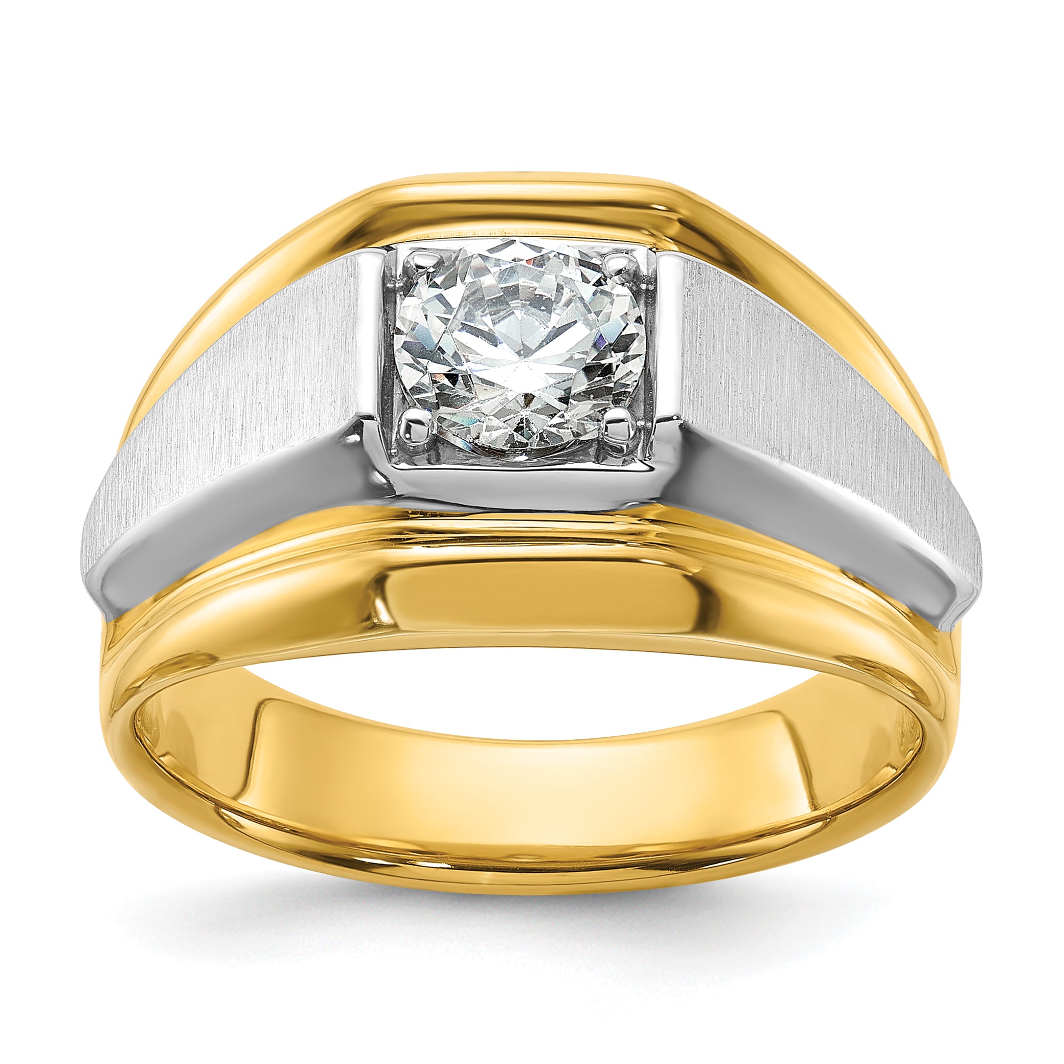 14k Two-tone 1 carat Lab Grown Diamond VS/SI+ G+ Complete Polished and Brushed Men's Band Main image