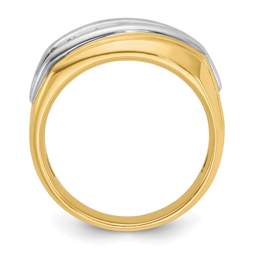 14k Two-tone Men's Polished and Grooved Graduated 7-Stone 1/2 Carat AA Quality Diamond Ring - Sophia Jewelers