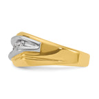 14k Two-tone Men's Polished and Grooved Graduated 7-Stone Ring Mounting, Mounting Only - Sophia Jewelers