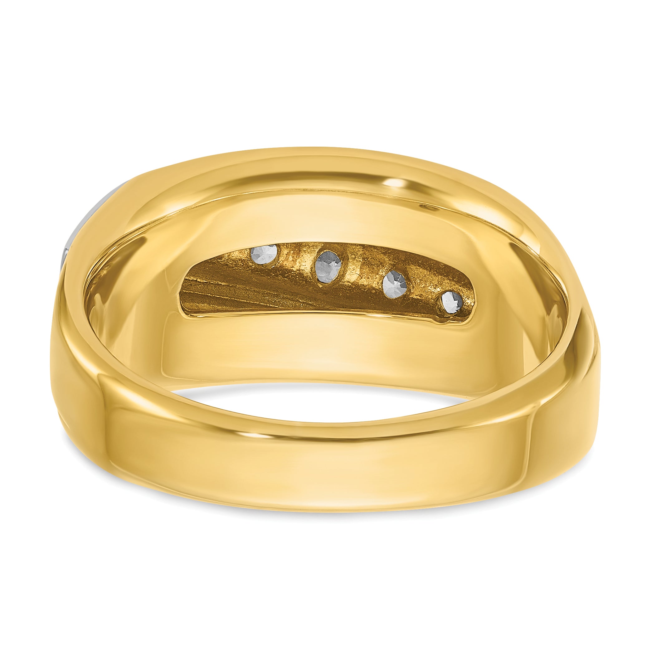 14k Two-tone Men's Polished and Grooved Graduated 7-Stone 1/2 Carat AA Quality Diamond Ring - Sophia Jewelers