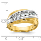 14k Two-tone Men's Polished and Grooved Graduated 7-Stone 1/2 Carat AA Quality Diamond Ring - Sophia Jewelers