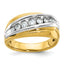 14k Two-tone Men's Polished and Grooved Graduated 7-Stone Ring Mounting, Mounting Only - Sophia Jewelers