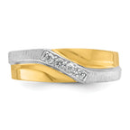 14k Two-tone Men's Polished Satin and Grooved 4-Stone 1/8 Carat AA Quality Diamond Ring - Sophia Jewelers