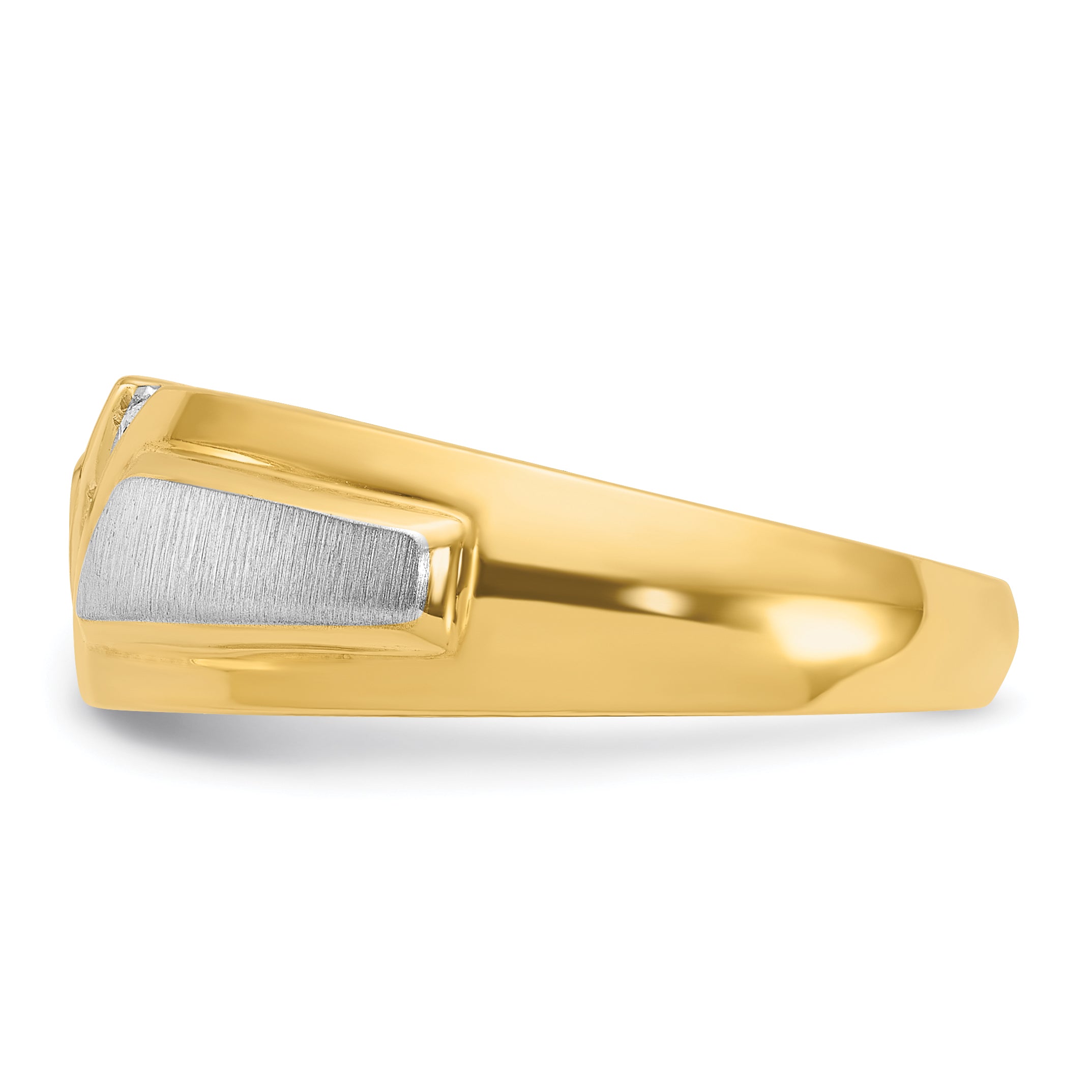 14k Two-tone Men's Polished and Satin 3-Stone 1/5 Carat AA Quality Diamond Ring - Sophia Jewelers