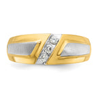 14k Two-tone Men's Polished and Satin 3-Stone Ring Mounting, Mounting Only - Sophia Jewelers