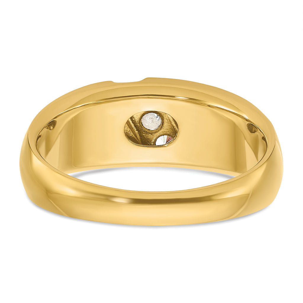 14k Two-tone Men's Polished and Satin 3-Stone 1/5 Carat AA Quality Diamond Ring - Sophia Jewelers