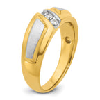 14k Two-tone Men's Polished and Satin 3-Stone Ring Mounting, Mounting Only - Sophia Jewelers