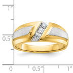 14k Two-tone Men's Polished and Satin 3-Stone 1/5 Carat AA Quality Diamond Ring - Sophia Jewelers