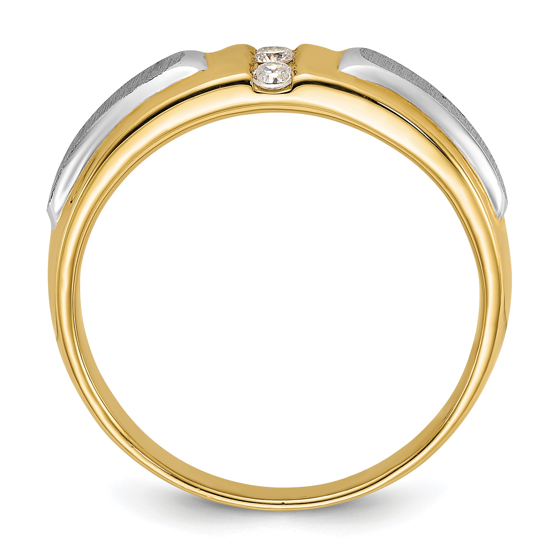 IBGoodman 14k Two-tone Men's Polished and Satin 3-Stone 1/8 Carat Lab Grown Diamond Ring Secondary image