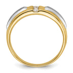 14k Two-tone Men's Polished and Satin 3-Stone Ring Mounting - Sophia Jewelers