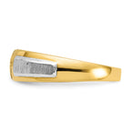 14k Two-tone Polished and Satin Men's Three Stone Ring Mounting, Mounting Only - Sophia Jewelers