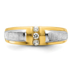 14k Two-tone Polished and Satin Men's Three Stone Ring Mounting, Mounting Only - Sophia Jewelers
