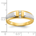 14k Two-tone Polished and Satin Men's Three Stone Ring Mounting, Mounting Only - Sophia Jewelers