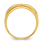 10k Two-tone Men's Polished and Satin Diamond Complete Ring