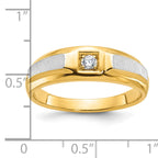 14k White Gold Mens Polished and Satin 1/10 carat Diamond Complete Ring - Sophia Jewelers
