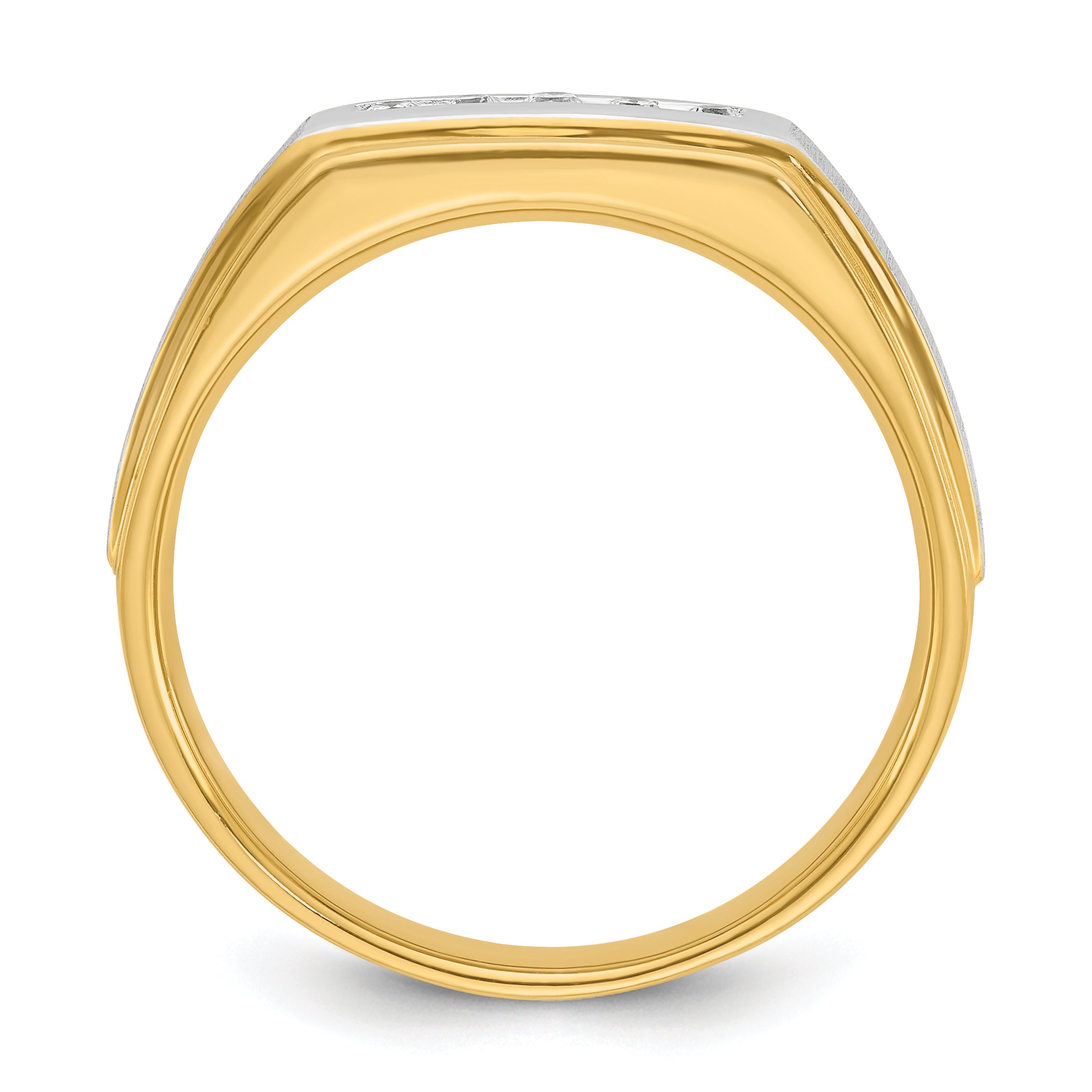 14k with White Rhodium Men's Polished and Satin 5-Stone 1/10 Carat AA Quality Diamond Ring