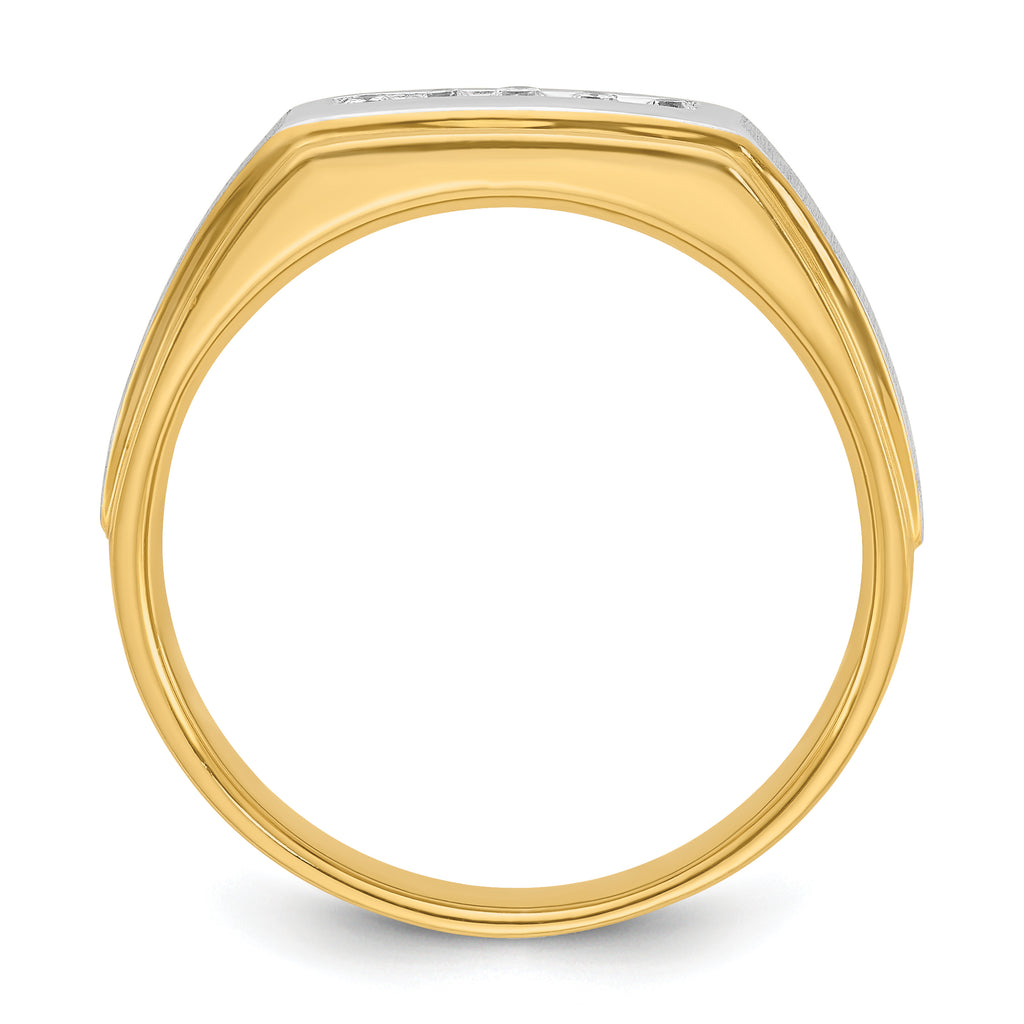 14k with White Rhodium Men's Polished and Satin 5-Stone 1/10 Carat AA Quality Diamond Ring