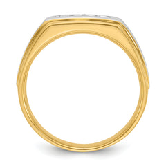 14k with White Rhodium Men's Polished and Satin 5-Stone 1/10 Carat AA Quality Diamond Ring