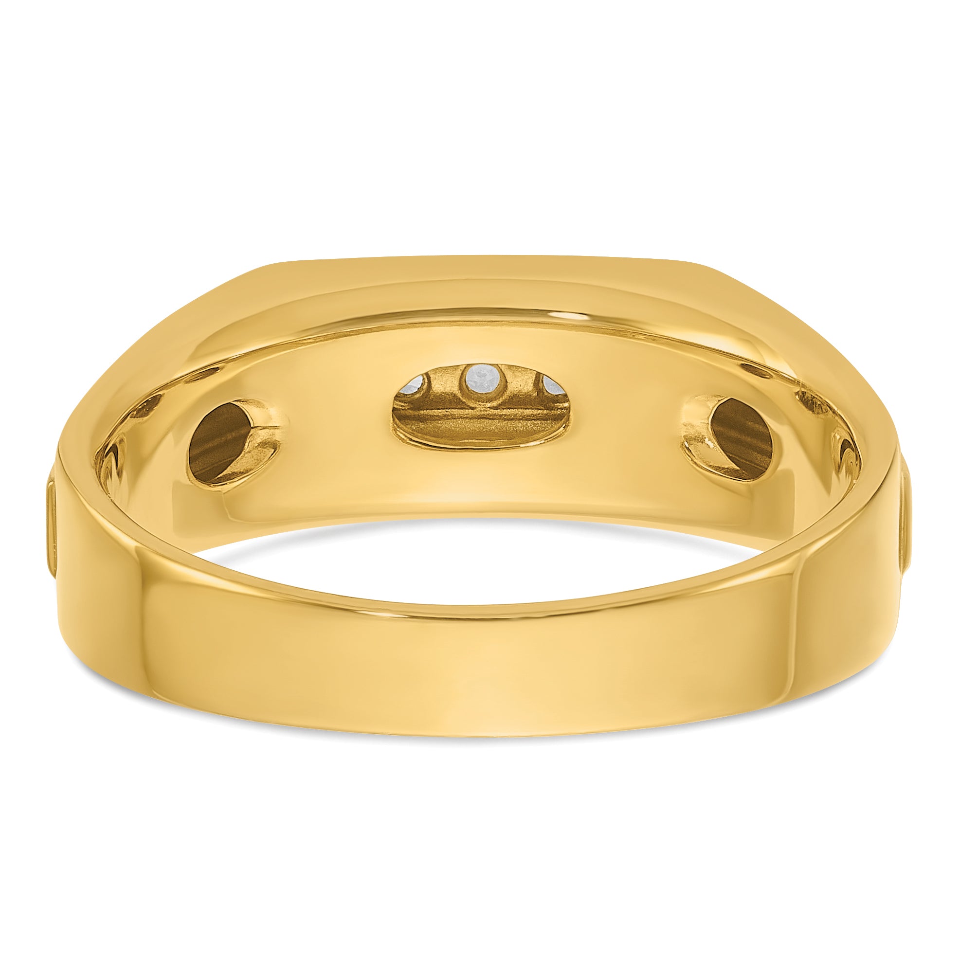 14k with White Rhodium Men's Polished and Satin 5-Stone 1/10 Carat AA Quality Diamond Ring
